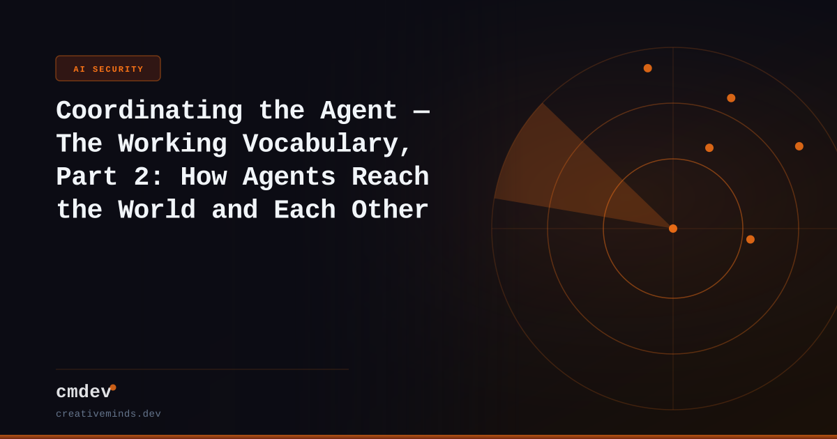 Coordinating the Agent — The Working Vocabulary, Part 2: How Agents Reach the World and Each Other