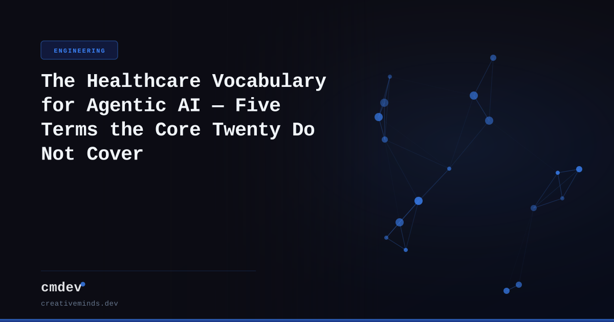 The Healthcare Vocabulary for Agentic AI — Five Terms the Core Twenty Do Not Cover