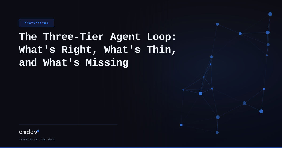 The Three-Tier Agent Loop: What's Right, What's Thin, and What's Missing